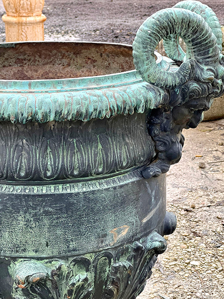 Pair of 19th Century French Val d'Osne Tête de Satyre Versailles Urns ...